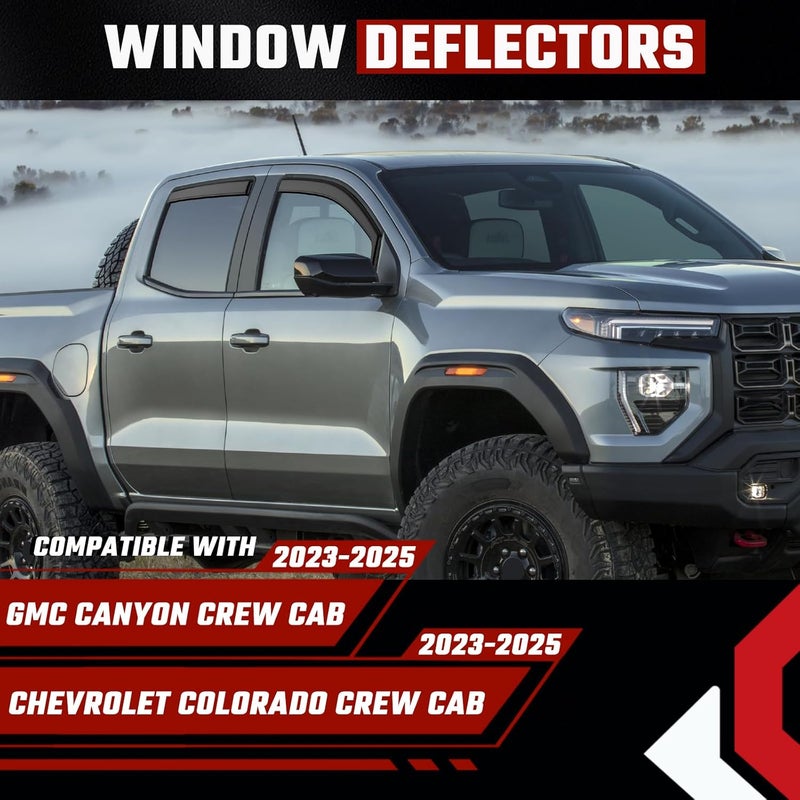 ISINLASSO in-Channel Rain Guards Fit for Chevrolet Colorado Crew Cab 2023-2025 Black Extra Durable Shatterproof Side Window Wind Deflectors Fit for GMC Canyon 2023-2025, Vent Window Visors- 4 PCS - Image 2